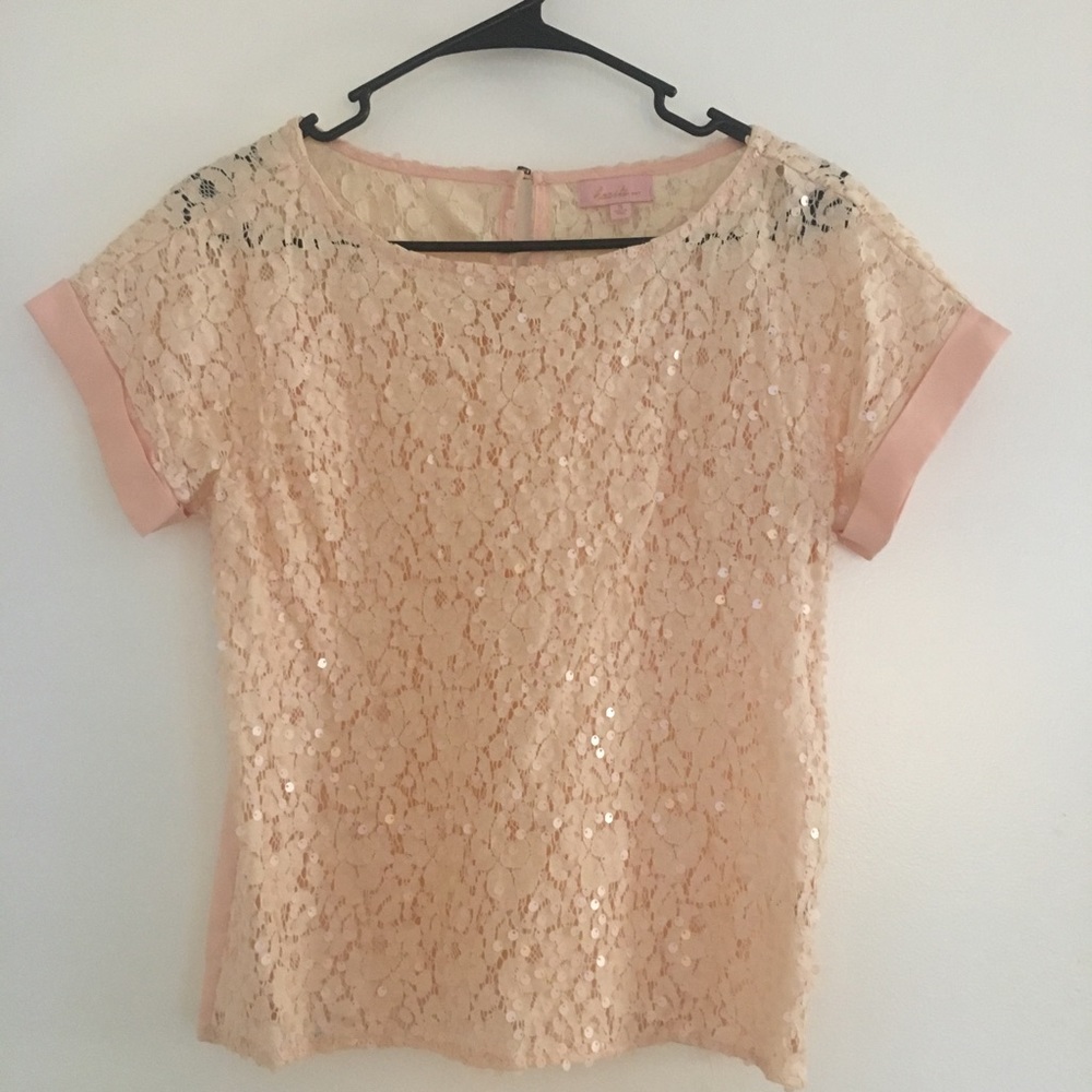 Sequined Lace/Pink Top
